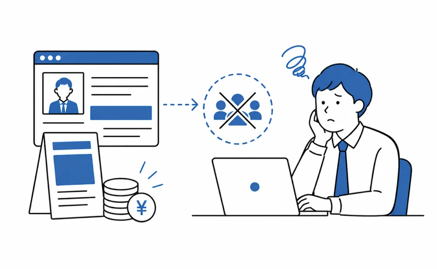 求人広告を出しても採用に至らない場合があることを表したイラスト