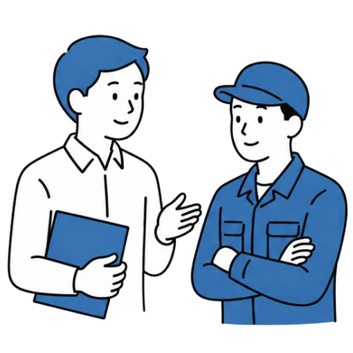 外国人材の労働条件と労務管理を表すイラスト
